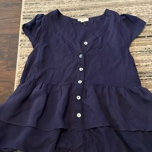 Entro navy ruffle top